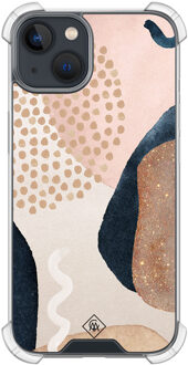 Casimoda iPhone 13 mini shockproof hoesje - Abstract dots Bruin/beige