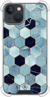 Casimoda iPhone 13 mini shockproof hoesje - Blue cubes Blauw
