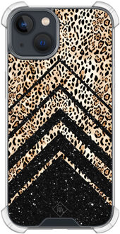 Casimoda iPhone 13 mini shockproof hoesje - Chevron luipaard Bruin/beige