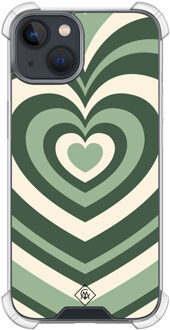 Casimoda iPhone 13 mini shockproof hoesje - Groen hart swirl