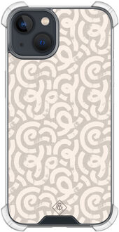 Casimoda iPhone 13 mini shockproof hoesje - Ivory abstraction Bruin/beige