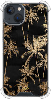 Casimoda iPhone 13 mini shockproof hoesje - Palmbomen Zwart, Goudkleurig