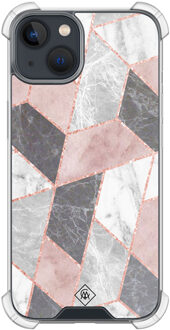 Casimoda iPhone 13 mini shockproof hoesje - Stone grid Roze