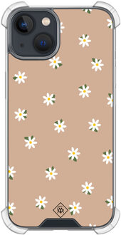 Casimoda iPhone 13 mini shockproof hoesje - Sweet daisies Bruin/beige