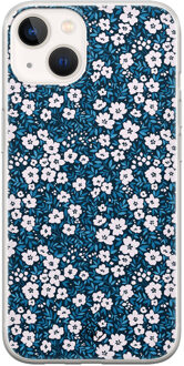 Casimoda iPhone 13 mini siliconen hoesje - Bloemen blauw