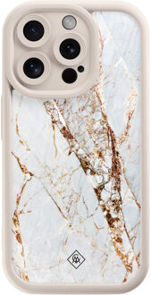 Casimoda iPhone 13 Pro beige case - Marmer goud Goudkleurig