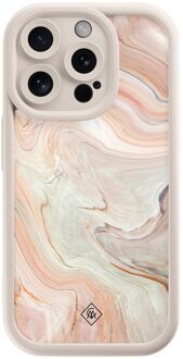 Casimoda iPhone 13 Pro beige case - Marmer waves Bruin/beige