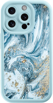 Casimoda iPhone 13 Pro blauwe case - Marble sea