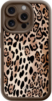 Casimoda iPhone 13 Pro bruine case - Golden wildcat Bruin/beige
