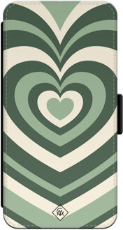 Casimoda iPhone 13 Pro flipcase - Hart swirl groen