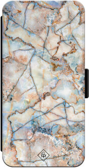 Casimoda iPhone 13 Pro flipcase - Marmer bruin blauw Bruin/beige, Blauw