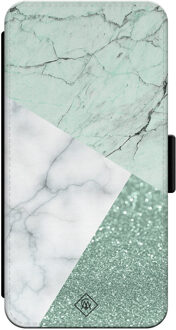 Casimoda iPhone 13 Pro flipcase - Minty marmer collage