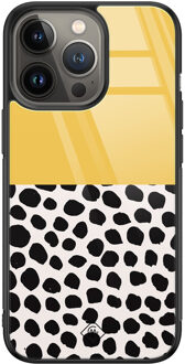 Casimoda iPhone 13 Pro glazen hardcase - Abstract geel