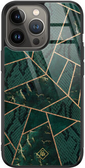 Casimoda iPhone 13 Pro glazen hardcase - Abstract groen