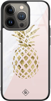 Casimoda iPhone 13 Pro glazen hardcase - Ananas Roze