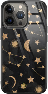 Casimoda iPhone 13 Pro glazen hardcase - Counting the stars Goudkleurig
