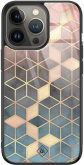 Casimoda iPhone 13 Pro glazen hardcase - Cubes art Multi