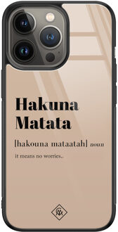 Casimoda iPhone 13 Pro glazen hardcase - Hakuna Matata Bruin/beige