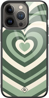 Casimoda iPhone 13 Pro glazen hardcase - Hart swirl groen