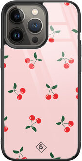 Casimoda iPhone 13 Pro glazen hardcase - Kersjes Roze