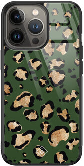 Casimoda iPhone 13 Pro glazen hardcase - Luipaard groen