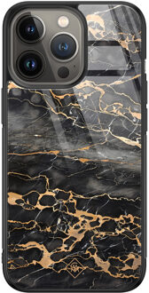 Casimoda iPhone 13 Pro glazen hardcase - Marmer grijs brons Grijs/zilverkleurig
