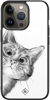 Casimoda iPhone 13 Pro glazen hardcase - Peekaboo Wit