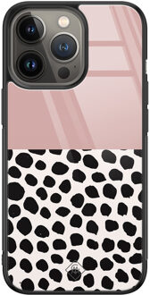 Casimoda iPhone 13 Pro glazen hardcase - Pink dots Roze