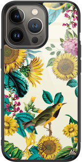 Casimoda iPhone 13 Pro glazen hardcase - Sunflowers Geel