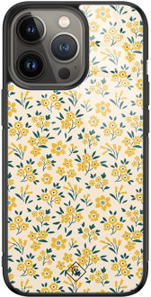 Casimoda iPhone 13 Pro glazen hardcase - Yellow garden Geel