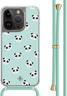 Casimoda iPhone 13 Pro hoesje met mint koord - Panda print