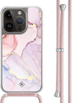 Casimoda iPhone 13 Pro hoesje met rosegoud koord - Purple sky Paars