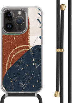 Casimoda iPhone 13 Pro hoesje met zwart koord - Abstract terracotta Blauw