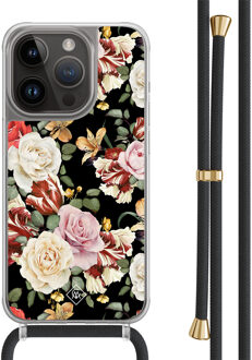 Casimoda iPhone 13 Pro hoesje met zwart koord - Flowerpower Multi
