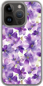 Casimoda iPhone 13 Pro hybride hoesje - Floral violet Paars