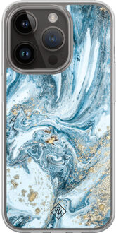 Casimoda iPhone 13 Pro hybride hoesje - Marble sea Blauw