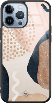 Casimoda iPhone 13 Pro Max glazen hardcase - Abstract dots Bruin/beige