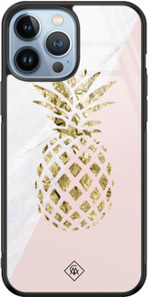 Casimoda iPhone 13 Pro Max glazen hardcase - Ananas Roze