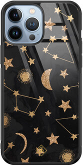 Casimoda iPhone 13 Pro Max glazen hardcase - Counting the stars Goudkleurig