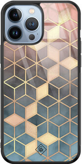 Casimoda iPhone 13 Pro Max glazen hardcase - Cubes art Multi