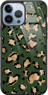 Casimoda iPhone 13 Pro Max glazen hardcase - Luipaard groen