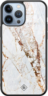 Casimoda iPhone 13 Pro Max glazen hardcase - Marmer goud Goudkleurig