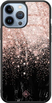 Casimoda iPhone 13 Pro Max glazen hardcase - Marmer twist Zwart