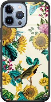 Casimoda iPhone 13 Pro Max glazen hardcase - Sunflowers Geel