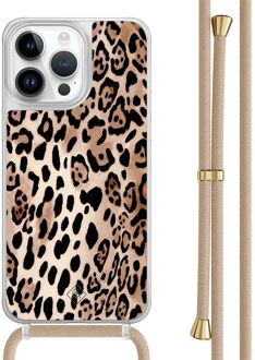 Casimoda iPhone 13 Pro Max hoesje met beige koord - Golden wildcat Bruin/beige