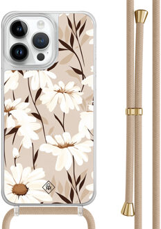 Casimoda iPhone 13 Pro Max hoesje met beige koord - In bloom Bruin/beige