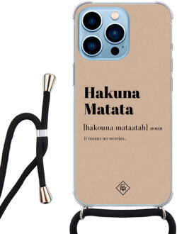 Casimoda iPhone 13 Pro Max hoesje met koord - Hakuna matata Bruin/beige