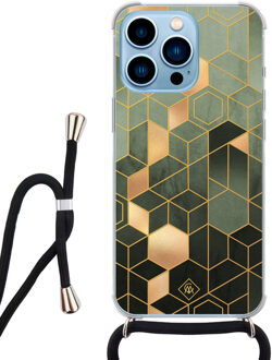Casimoda iPhone 13 Pro Max hoesje met koord - Kubus groen