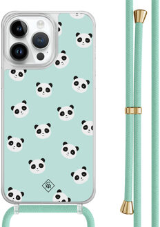 Casimoda iPhone 13 Pro Max hoesje met mint koord - Panda print