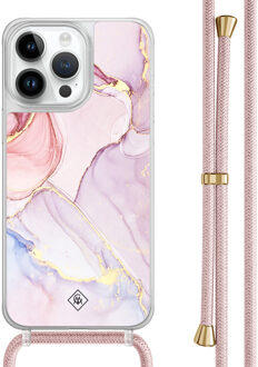 Casimoda iPhone 13 Pro Max hoesje met rosegoud koord - Purple sky Paars